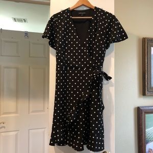 Black & white polka dot wrap dress NWOT